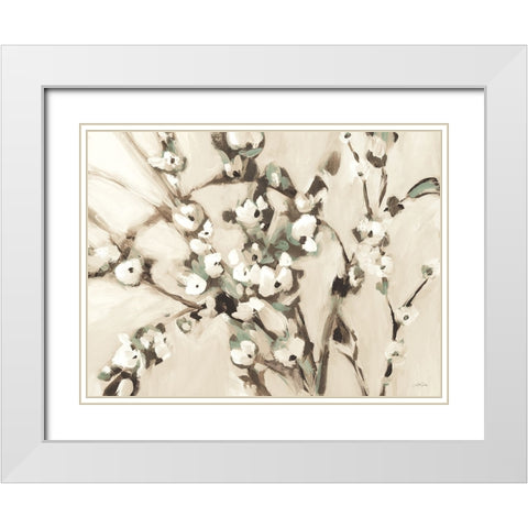 Wild Floral Branches Neutral White Modern Wood Framed Art Print with Double Matting by Pete, Katrina