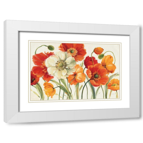 Poppies Melody I White Modern Wood Framed Art Print with Double Matting by Audit, Lisa