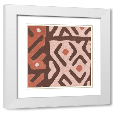 Kuba Cloth I Square I Blush White Modern Wood Framed Art Print with Double Matting by Wild Apple Portfolio