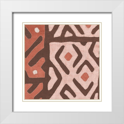 Kuba Cloth I Square I Blush White Modern Wood Framed Art Print with Double Matting by Wild Apple Portfolio