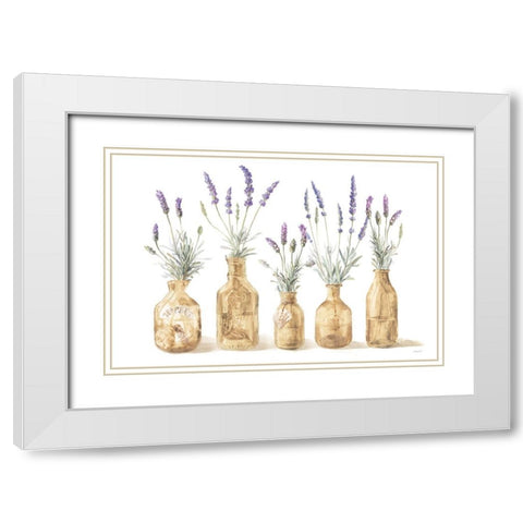 Lavender in Amber Glass White Modern Wood Framed Art Print with Double Matting by Nai, Danhui