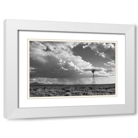 New Mexico Monsoon Rains White Modern Wood Framed Art Print with Double Matting by Larson, Nathan