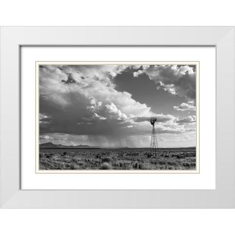 New Mexico Monsoon Rains White Modern Wood Framed Art Print with Double Matting by Larson, Nathan