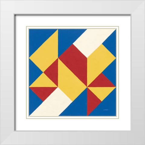 Triangles I Bright Primary White Modern Wood Framed Art Print with Double Matting by Schick, Mike