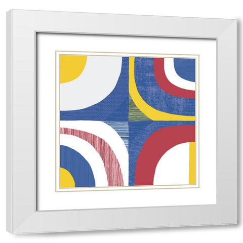 Quarter Circle Abstract Sq IV Bright Primary White Modern Wood Framed Art Print with Double Matting by Wild Apple Portfolio