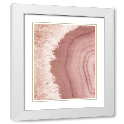 Agate Geode I Blush White Modern Wood Framed Art Print with Double Matting by Wild Apple Portfolio