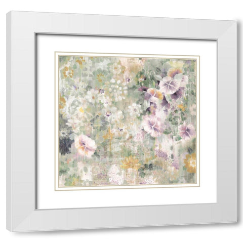 Flower Shower Light White Modern Wood Framed Art Print with Double Matting by Nai, Danhui