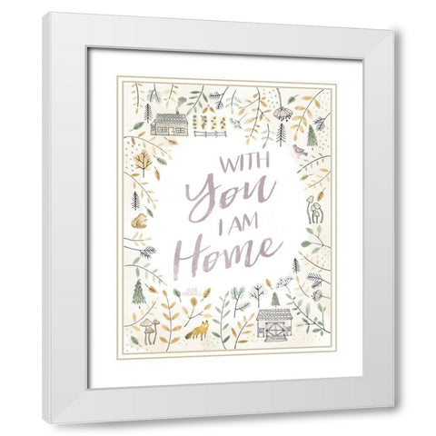 Woodland Whimsy III Pastel White Modern Wood Framed Art Print with Double Matting by Marshall, Laura