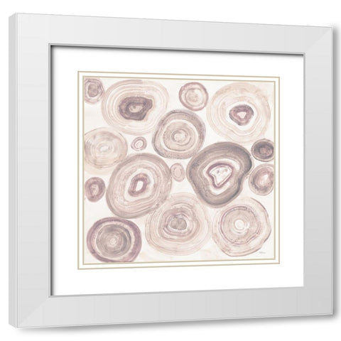 Rings of Power Blush White Modern Wood Framed Art Print with Double Matting by Hristova, Albena