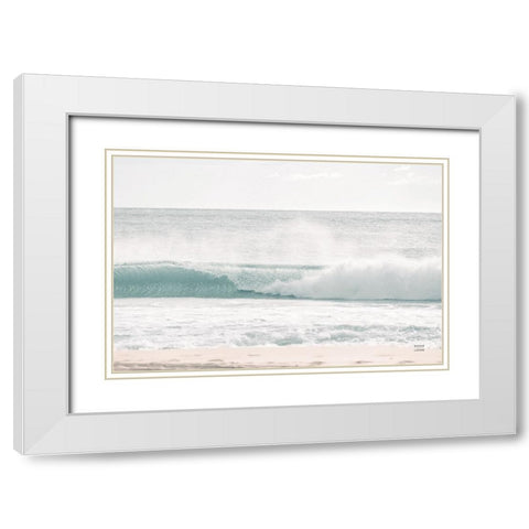 Curling Blue White Modern Wood Framed Art Print with Double Matting by Larson, Nathan