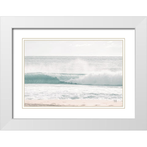 Curling Blue White Modern Wood Framed Art Print with Double Matting by Larson, Nathan