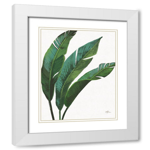 Emerald Banana Leaves I White Modern Wood Framed Art Print with Double Matting by Penner, Janelle