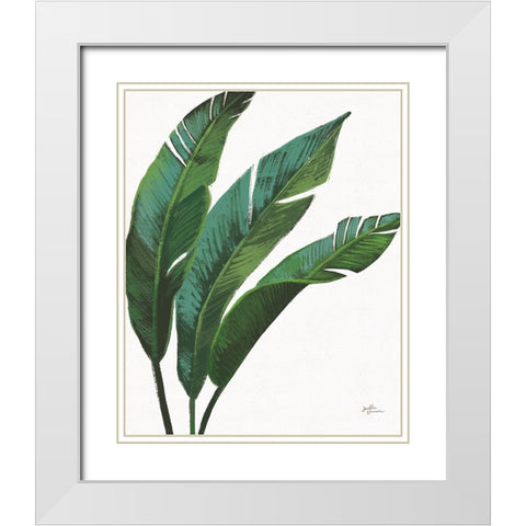 Emerald Banana Leaves I White Modern Wood Framed Art Print with Double Matting by Penner, Janelle
