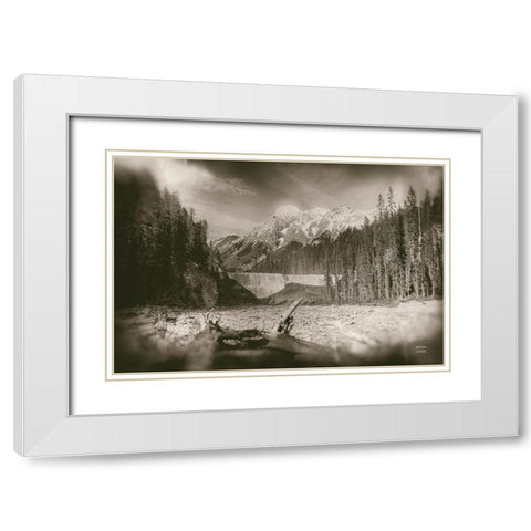 Hike to the Falls White Modern Wood Framed Art Print with Double Matting by Larson, Nathan