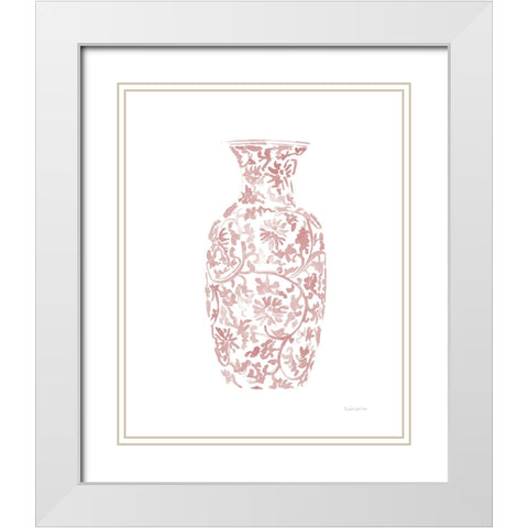 Pink Chinoiserie Vase II White Modern Wood Framed Art Print with Double Matting by Charro, Mercedes Lopez