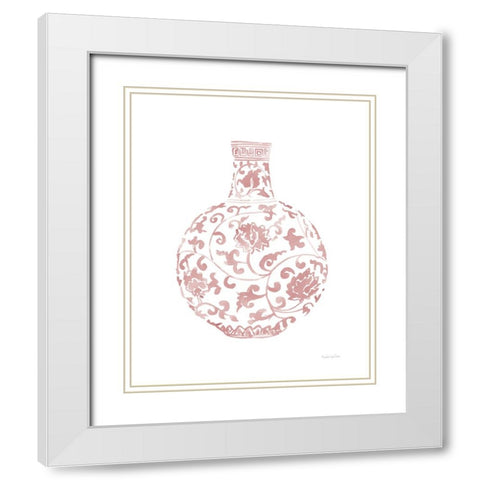 Pink Chinoiserie Vase III White Modern Wood Framed Art Print with Double Matting by Charro, Mercedes Lopez