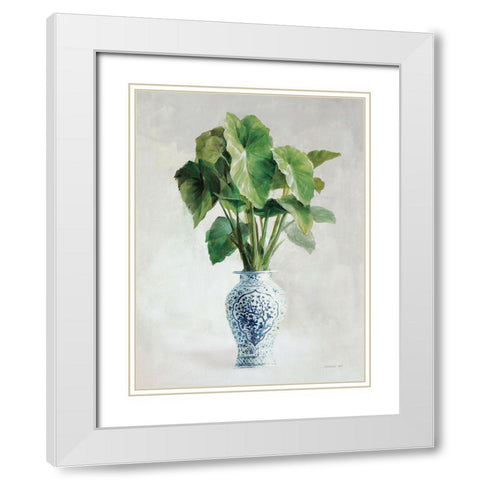 Greenhouse Palm Chinoiserie I White Modern Wood Framed Art Print with Double Matting by Nai, Danhui