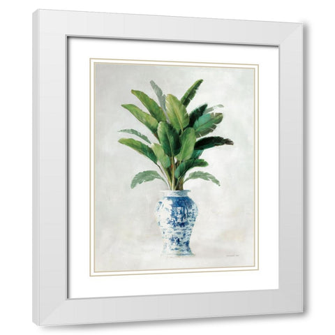 Greenhouse Palm Chinoiserie II White Modern Wood Framed Art Print with Double Matting by Nai, Danhui