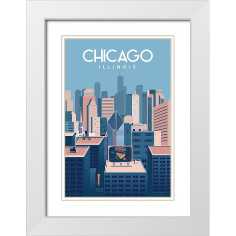Chicago Illinois White Modern Wood Framed Art Print with Double Matting by Escalante, Omar