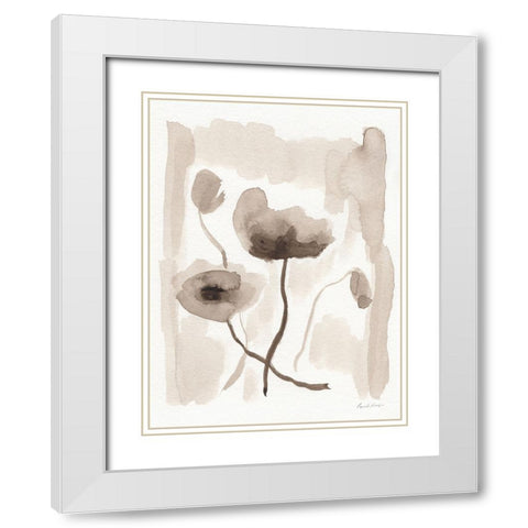 Sepia Florals II White Modern Wood Framed Art Print with Double Matting by Munger, Pamela