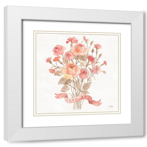 Romantic Blooms V White Modern Wood Framed Art Print with Double Matting by Vassileva, Silvia