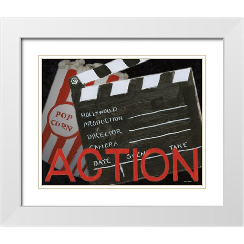 Lights Camera Action III White Modern Wood Framed Art Print with Double Matting by Fabiano, Marco