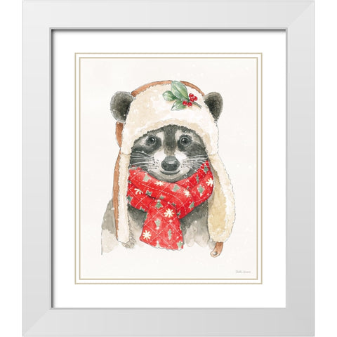 Woodland Animals III White Snowflakes White Modern Wood Framed Art Print with Double Matting by Grove, Beth