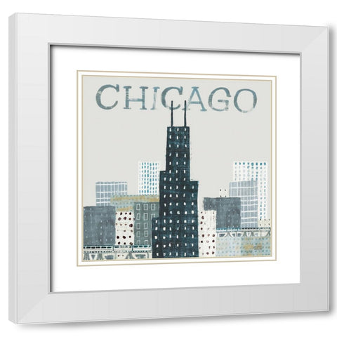Chicago Landmarks I White Modern Wood Framed Art Print with Double Matting by Mullan, Michael