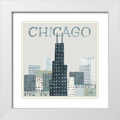 Chicago Landmarks I White Modern Wood Framed Art Print with Double Matting by Mullan, Michael