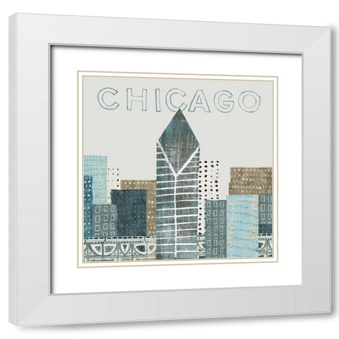 Chicago Landmarks II White Modern Wood Framed Art Print with Double Matting by Mullan, Michael