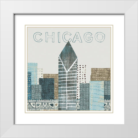 Chicago Landmarks II White Modern Wood Framed Art Print with Double Matting by Mullan, Michael