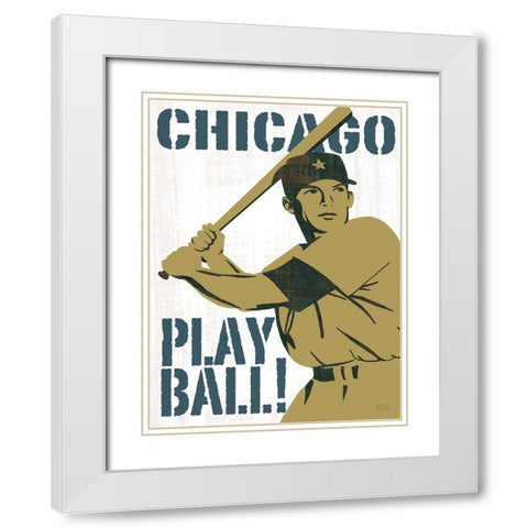 Play Ball Chicago White Modern Wood Framed Art Print with Double Matting by Mullan, Michael