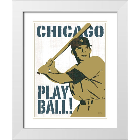 Play Ball Chicago White Modern Wood Framed Art Print with Double Matting by Mullan, Michael