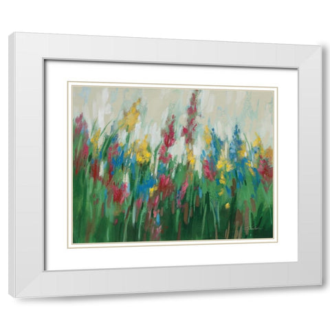 Flowers by the Cottage White Modern Wood Framed Art Print with Double Matting by Vassileva, Silvia