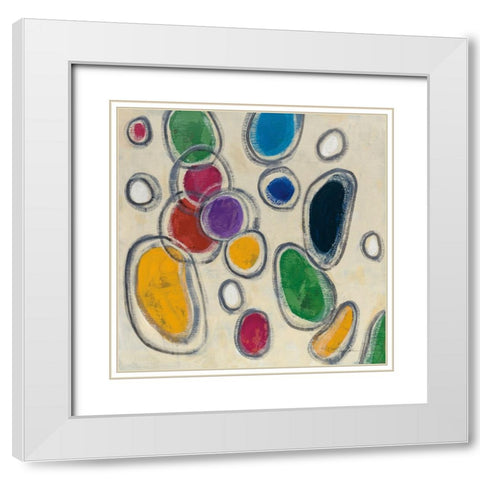 Mid Mod Circles White Modern Wood Framed Art Print with Double Matting by Vassileva, Silvia