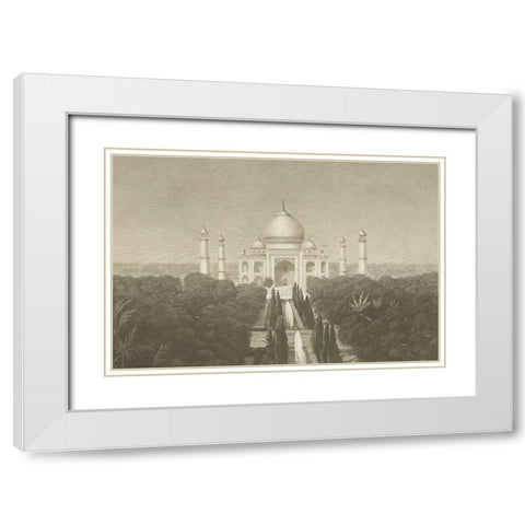 Taj Mahal Postcard II White Modern Wood Framed Art Print with Double Matting by Wild Apple Portfolio