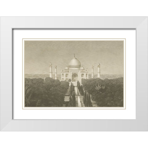 Taj Mahal Postcard II White Modern Wood Framed Art Print with Double Matting by Wild Apple Portfolio