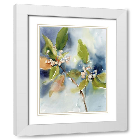 Winter Berries White Modern Wood Framed Art Print with Double Matting by Pete, Katrina