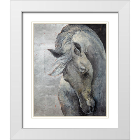 Shy Grey No Tear White Modern Wood Framed Art Print with Double Matting by Hristova, Albena