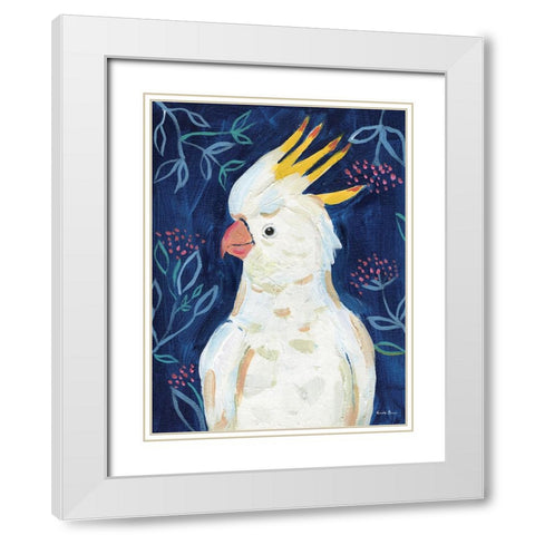 Tropical Cockatoo White Modern Wood Framed Art Print with Double Matting by Zaman, Farida