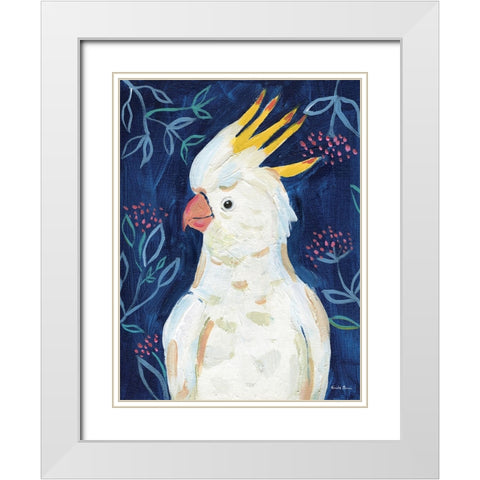 Tropical Cockatoo White Modern Wood Framed Art Print with Double Matting by Zaman, Farida