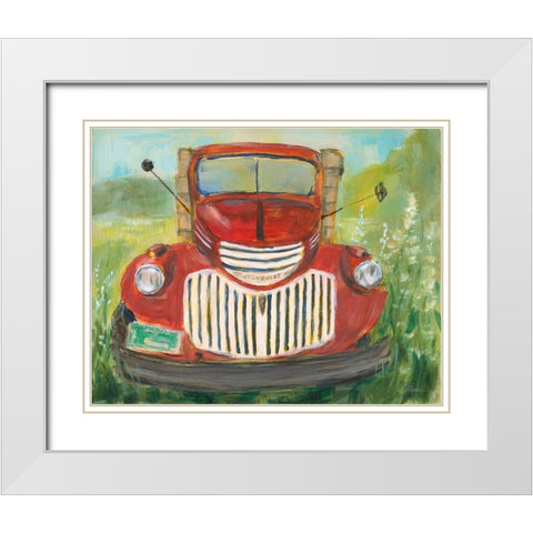 Farm Truck White Modern Wood Framed Art Print with Double Matting by Schlabach, Sue