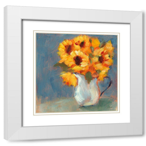 Kitchen Sunflowers White Modern Wood Framed Art Print with Double Matting by Schlabach, Sue