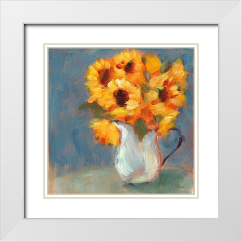 Kitchen Sunflowers White Modern Wood Framed Art Print with Double Matting by Schlabach, Sue