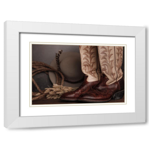 Cowboy Boots XI White Modern Wood Framed Art Print with Double Matting by Larson, Nathan