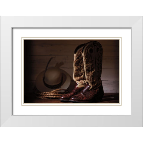Cowboy Boots X Warm White Modern Wood Framed Art Print with Double Matting by Larson, Nathan
