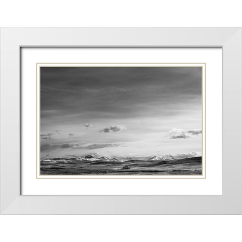 Mountain Cabin I White Modern Wood Framed Art Print with Double Matting by Larson, Nathan