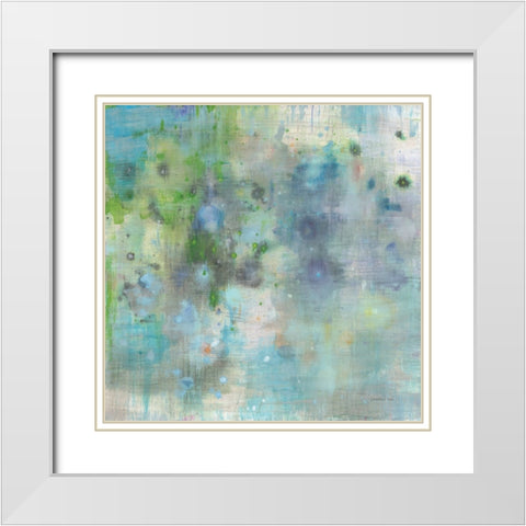 Droplets White Modern Wood Framed Art Print with Double Matting by Nai, Danhui