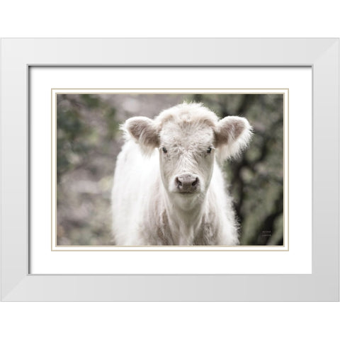 White Calf White Modern Wood Framed Art Print with Double Matting by Larson, Nathan