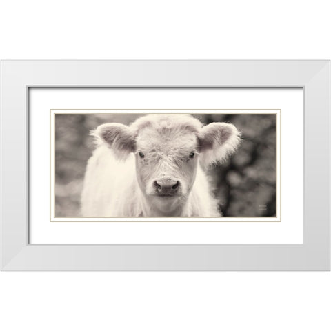 White Calf Panel White Modern Wood Framed Art Print with Double Matting by Larson, Nathan